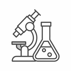 Microscope and Flask Laboratory Vector Icon.