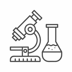 Microscope and Flask Laboratory Vector Icon.