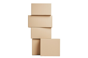 Obraz premium Gestapelte Versandkartons aus brauner Pappe PNG mit transparentem Hintergrund