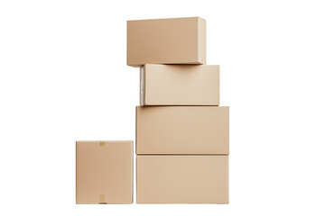 Obraz premium Gestapelte Versandkartons aus brauner Pappe PNG mit transparentem Hintergrund