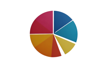 A vibrant pie chart showcasing a spectrum of rich, warm colors; a bold visual representation of diversity and unity.