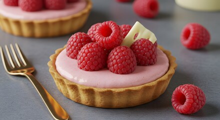 Raspberry Tartlets: Delicate Pink Pastry with Fresh Raspberries