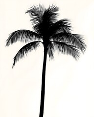 Dramatic Palm Tree Silhouette Against a Bright Sky, Tropical Summer Vibe