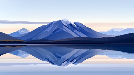 Serene mountain lake reflection at dawn