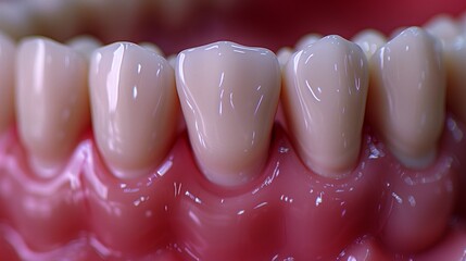 Close-Up of White Teeth with Pink Gums in Detailed Dental Examination View