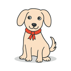 Cute dog vector illustration, simple doodle style