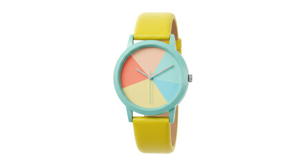 Isolated Wristwatch with Colorful Dial