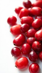 Pile of cranberries isolated on white surface, nutritious, healthy