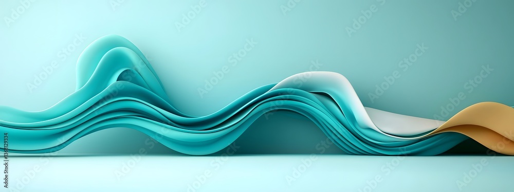 Poster mesmerizing azure digital waves surging across a monochromatic background illustrating the ebb and f