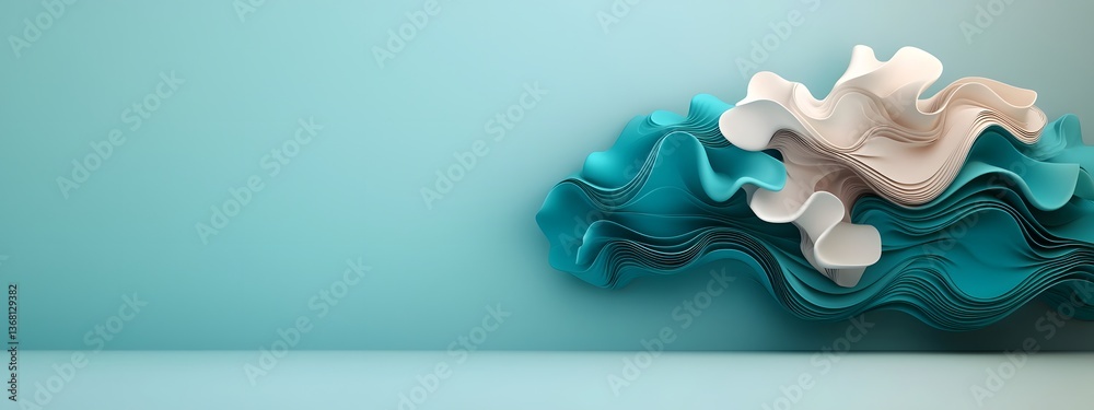 Poster mesmerizing azure digital waves surging across a monochromatic background illustrating the ebb and f