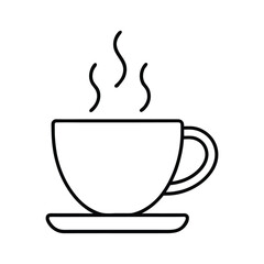 Simple Line Art Illustration of a Hot Coffee Cup