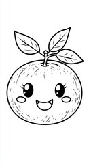 Obraz premium Cute Hand-Drawn Cartoon Orange Character with Leaves and Smile