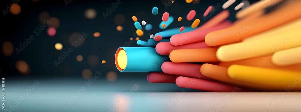 Poster pulsating beams of light intensifying as they pass through an advanced optical amplifier