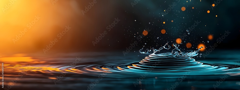 Poster radiant azure digital ripples cascading across a dark and light toned surface signifying the ceasele