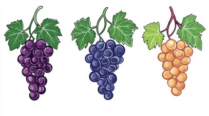 Colorful Bunches of Grapes in Various Shades and Textures