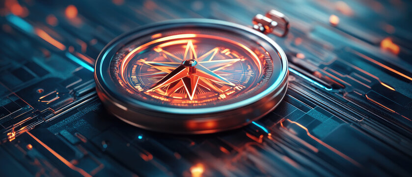 Exploring the future of navigation digital compass in a -tech environment abstract view innovation concept