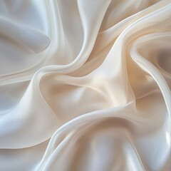 Fototapeta premium Very gentle delicate beautiful elegant light white blur background - natural matte and shiny silk in drapery, folds, wrinkles for wedding cards