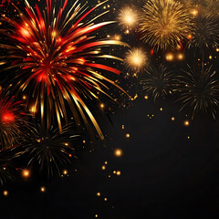 Fototapeta premium Happy New Year made of sparkles night dark abstract bright night illustration new year vector spark decoration gold horizontal fireworks, glowing, glistering, gold - metal light - natural phenomenon s