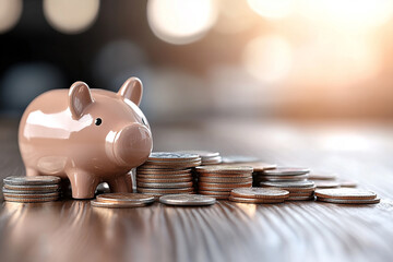 piggy bank with coins