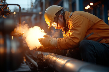 worker welding metal