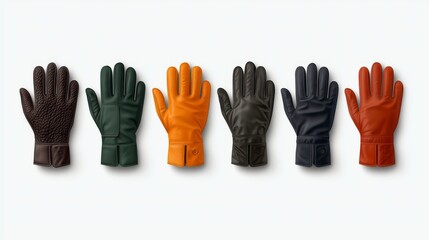 Obraz premium Color Palette: A Vibrant display of gloves, arranged in a line, each exuding unique personality and function, inviting curiosity.