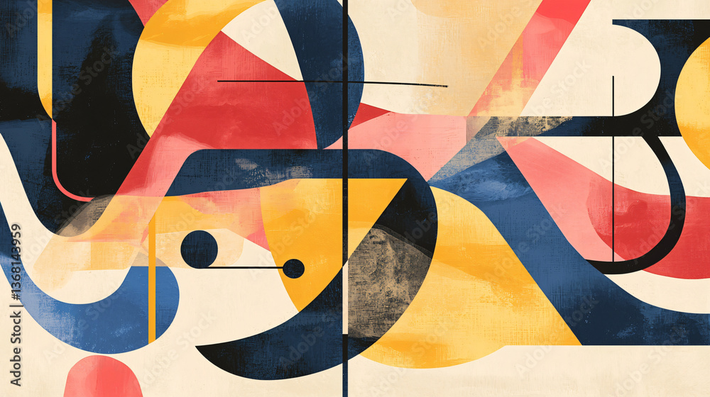 Poster intricate painting featuring a captivating geometric pattern constructed with angular lines and flow