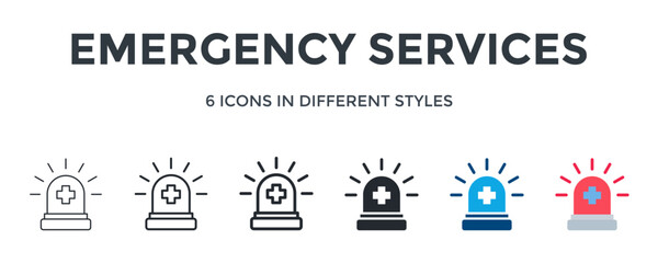 Emergency Services  Icon In Different Style Vector Illustration. Designed In Thin Line, Regular Line, Bold Line, Glyph, Color Fill, And Flat Style Can Be Used For Web