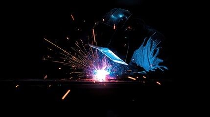A glowing welding arc creating a brilliant burst of sparks against a black background.