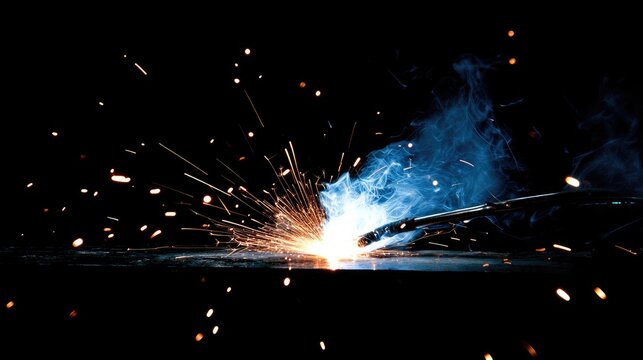 A glowing welding arc creating a brilliant burst of sparks against a black background.