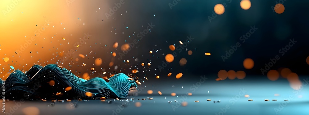Poster undulating waves of luminous azure code rippling dynamically across a high contrast abstract backdro