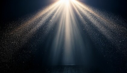 dramatic spotlight beam double exposure dark room dust motes atmospheric light rays