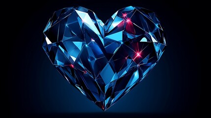 Fototapeta premium A Shiny Blue Heart Formed With Geometric Crystal Facets