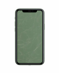 Olive green smartphone with textured screen display
