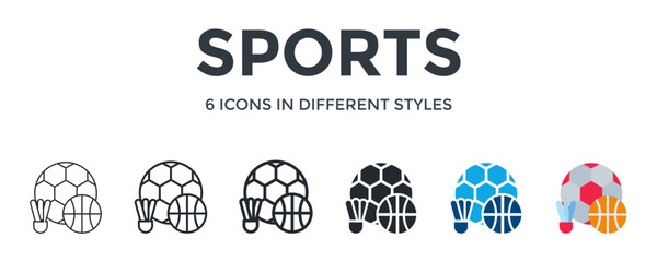 Sports  Icon In Different Style Vector Illustration. Designed In Thin Line, Regular Line, Bold Line, Glyph, Color Fill, And Flat Style Can Be Used For Web