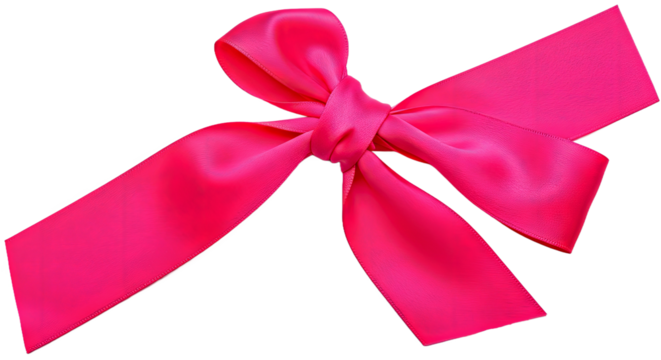 A Striking Neon Pink Taffeta Ribbon Featuring a Modern, Casually Tied Loose Knot