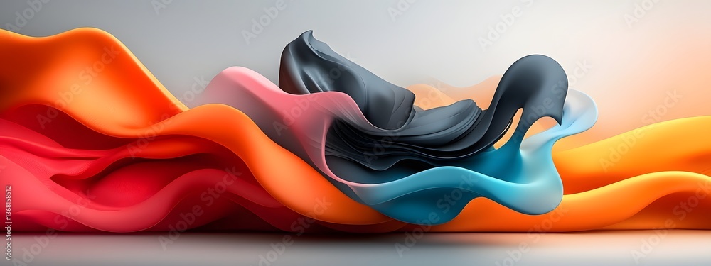 Poster captivating abstract digital patterns and constantly shifting information create a mesmerizing undul