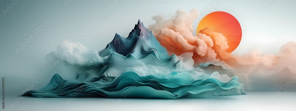 Poster captivating azure digital tides intricate data visualizations and hypnotic rippling textures pulsati