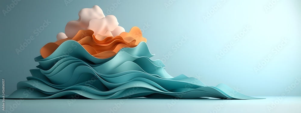 Poster captivating digital currents undulating generative waveforms and prismatic holographic effects in a 