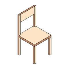 Isometric Wooden Dining Chair Illustration