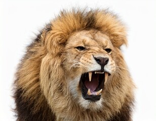 lion roaring isolated on white background
