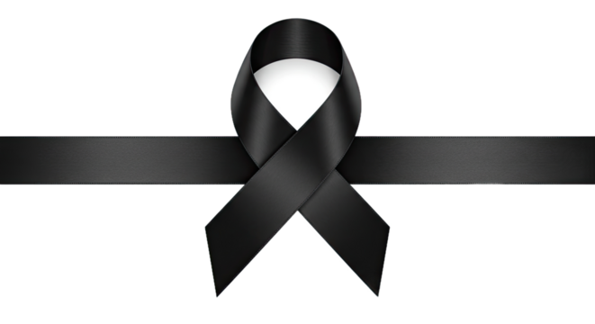 A Timeless, Classic Black Satin Ribbon Elegantly Arranged Into a Symmetrical Overhand Knot