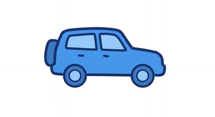 Blue Suv Car Driving Line Art Illustration for Transport Themes