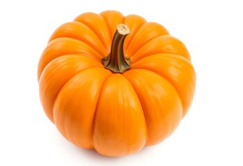 Vibrant orange pumpkin, smooth skin, isolated on white, thanksgiving, decoration