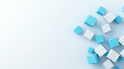 Fototapeta premium Colorful 3D Cubes on Soft Blue Background with Minimalist Aesthetic