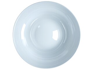 Overhead view of a clean white ceramic bowl isolated on white