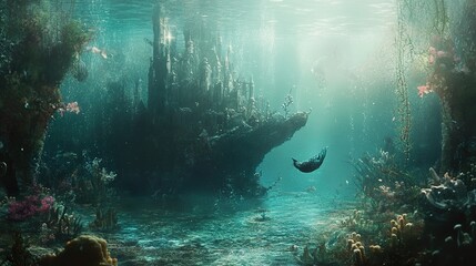 Glowing sea creature drifting in deep waters, a serene underwater encounter revealing nature's hidden wonders.