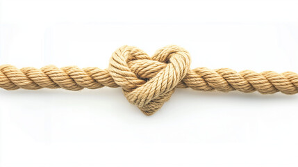rope with love or heart knot on thite background