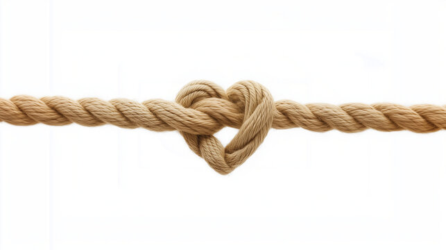 rope with love or heart knot on thite background