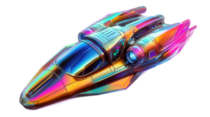 Children's toy spaceship on transparent background