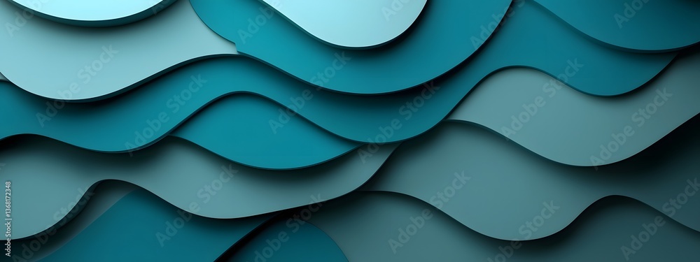Poster hypnotic azure digital waves rippling across a monochrome backdrop encapsulating the endless progres